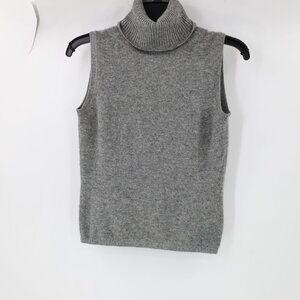 Agnona cashmere Sweater Vest Women's 40 Sleeveless Turtleneck Gray Old money